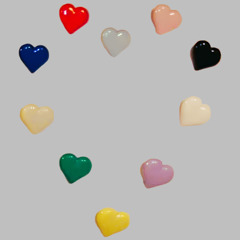 100 heart shape shank buttons Size 14mm choice of colour