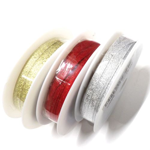 20 metres of woven glitter ribbon 3mm wide choice of colour