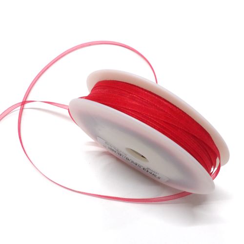 50 metres of red sheer organza ribbon 3mm wide