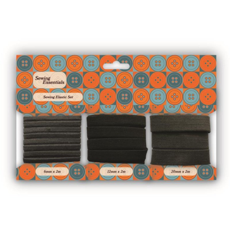 2 Cards of assorted elastic one card of white and one card of black Sewing Essentials Brand