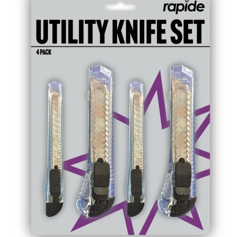 Utility Knife Set of 4  with retractable blades