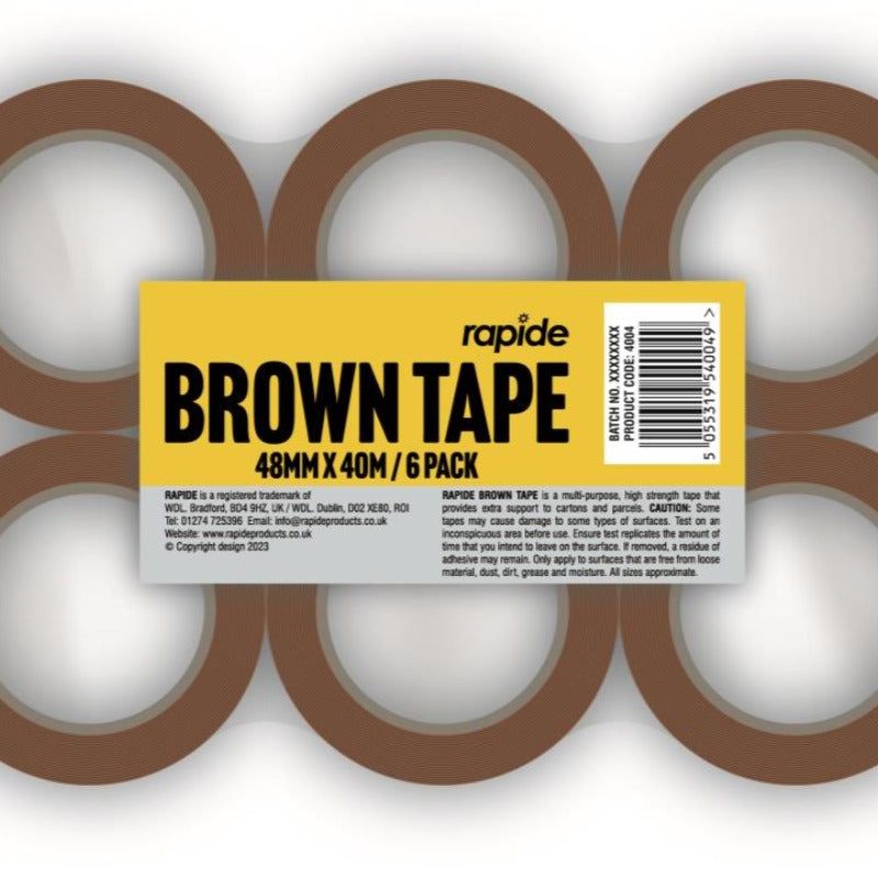 6 reels of Brown parcel tape 48mm wide 40 metres long