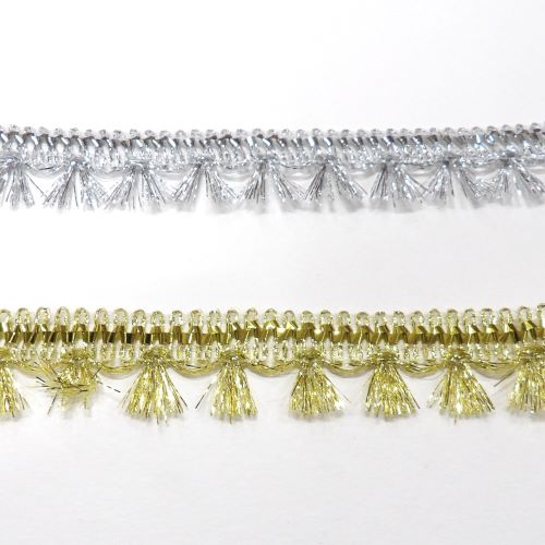 10 metres of fringed metallic braid 22mm wide