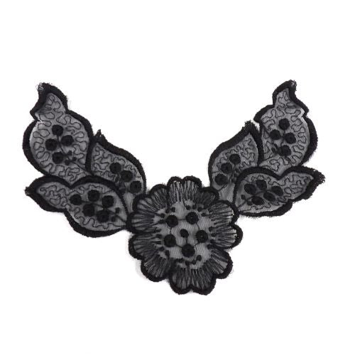 10 black lace flower sew on motifs size 18cm x 12cm clearance