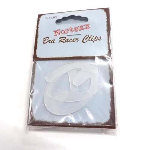 5 cards of 2 Clear Easy to Apply Hide Away Bra Strap Clips, Enhances Cleavage. Racer clips oval shape