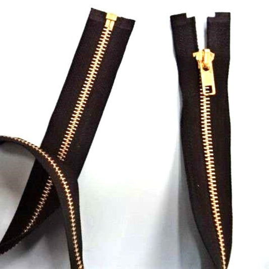 1 Black metal open end zips GOLD / BRASS  NEW SIZES