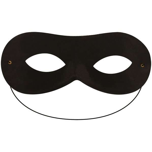 6 black satin fabric type masks with elastic