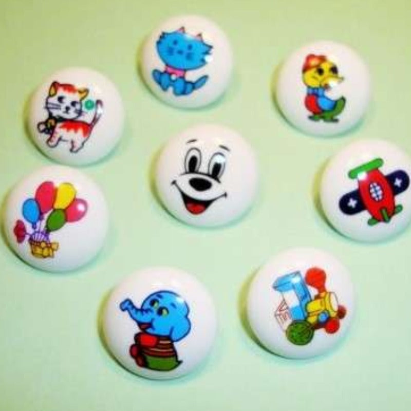100 children's picture buttons WHITE TYPE size 15mm choice of design ...