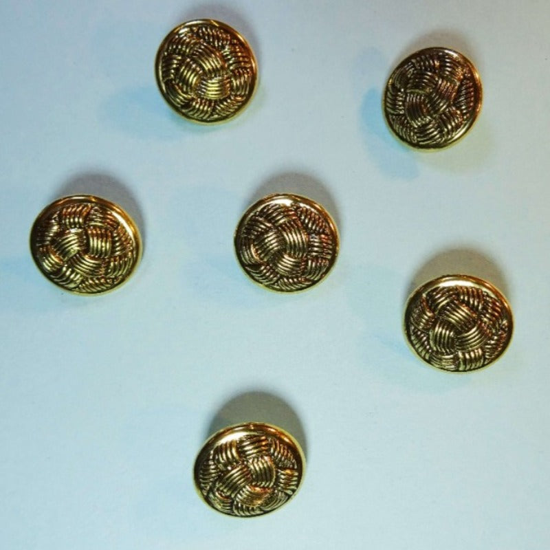 100 gold coloured knot type buttons 15mm clearance