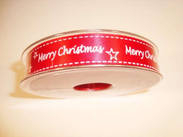 20mts single satin Merry Christmas ribbon 25mm