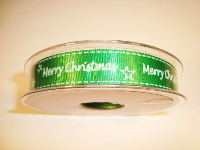 20mts single satin Merry Christmas ribbon 25mm