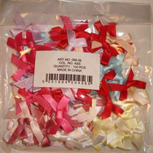 100 assorted colours satin ribbon bows 7mm ribbon