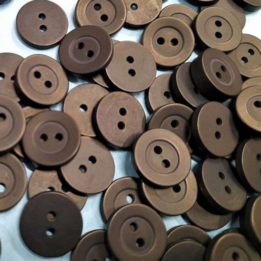 100 matt black buttons with 2 holes size 14mm clearance