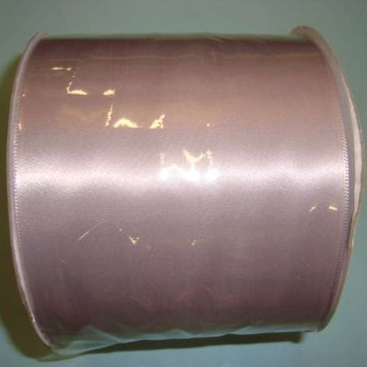 50 metre reel of very wide quality single satin ribbon Light Grey 100mm / 4inch wide clearance