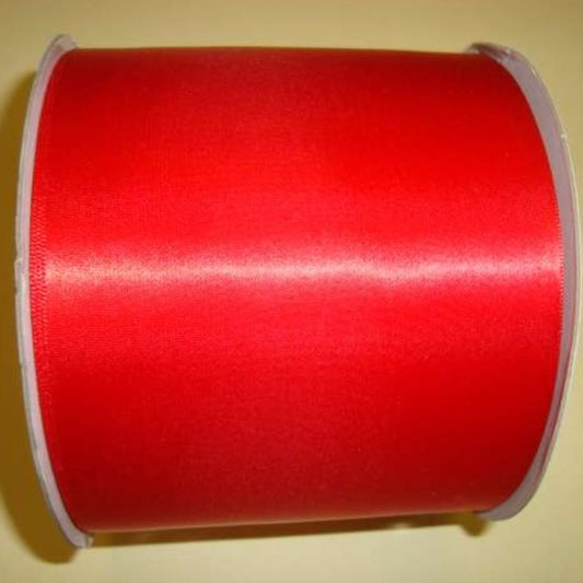 50 metre reel of RED very wide single satin ribbon 100mm / 4inch  SR1213