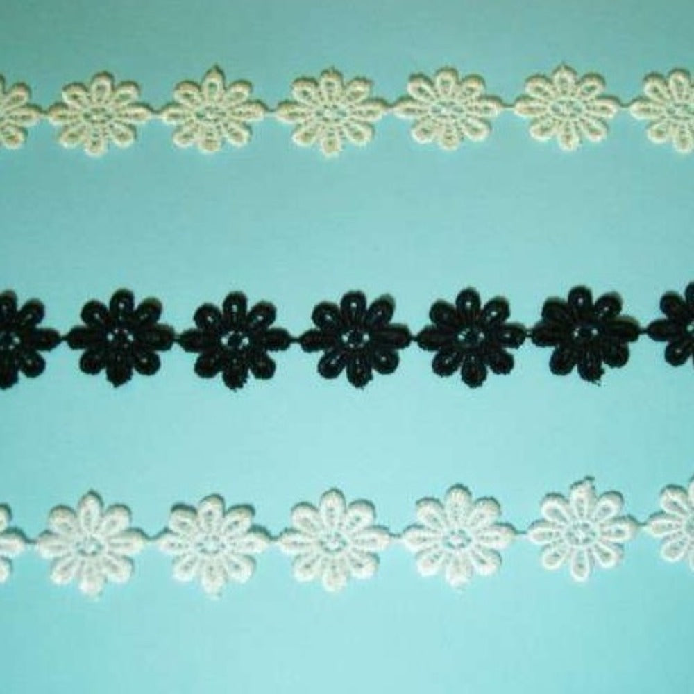 27.4 metre Guipure Large Daisy lace 25mm wide choice of colour