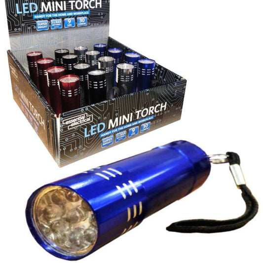 4 Mini metal torches with led lights assorted colours