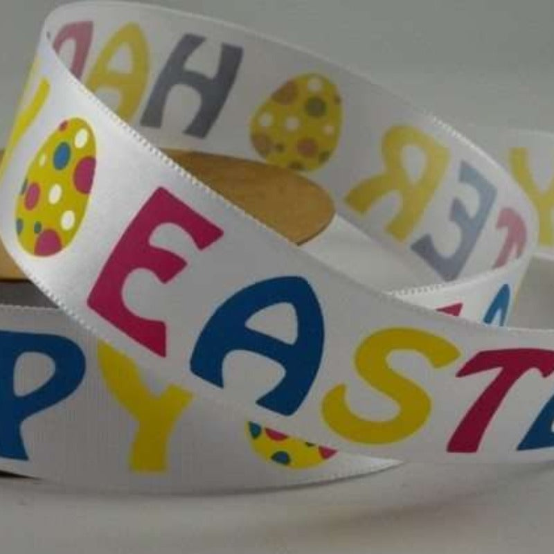 10 metres of Happy Easter ribbon 25mm wide