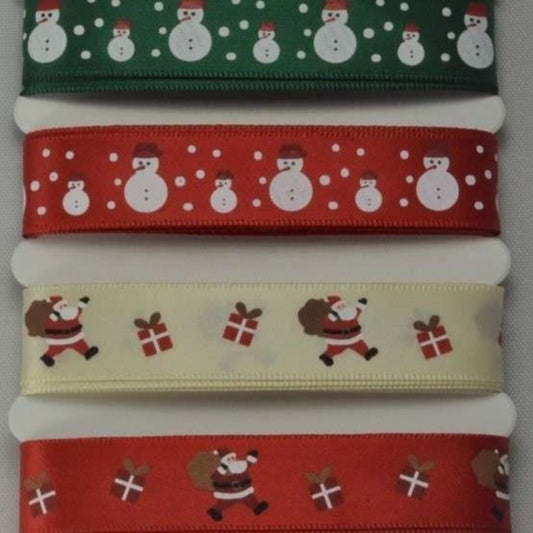 Selection Pack 4 x 2 Metres size 15mm Merry Christmas designs assorted colours and designs