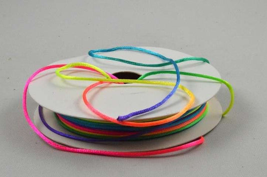 25 metre reel of thin Rainbow colour satin cord 1mm [ Rats Tail ]