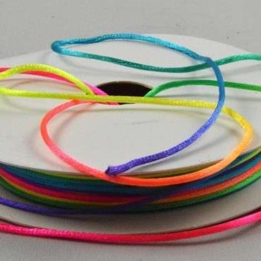 25 metre reel of thin Rainbow colour satin cord 1mm [ Rats Tail ]