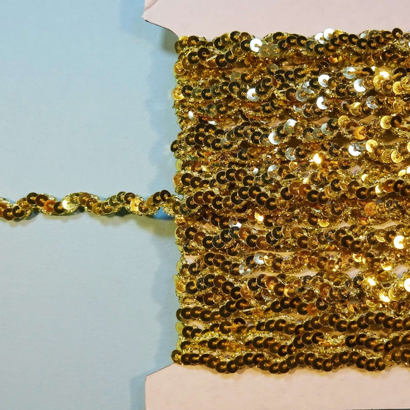 10 metres Ric Rac type gold coloured braid with small sequins 8mm [ 6mm braid ] SF1709