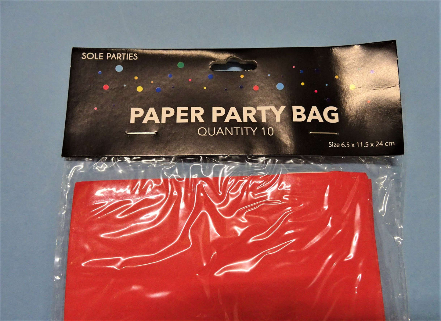 Pack of 10 paper party bags choice of colour size 6.5cm x 11.5cm x 24cm clearance