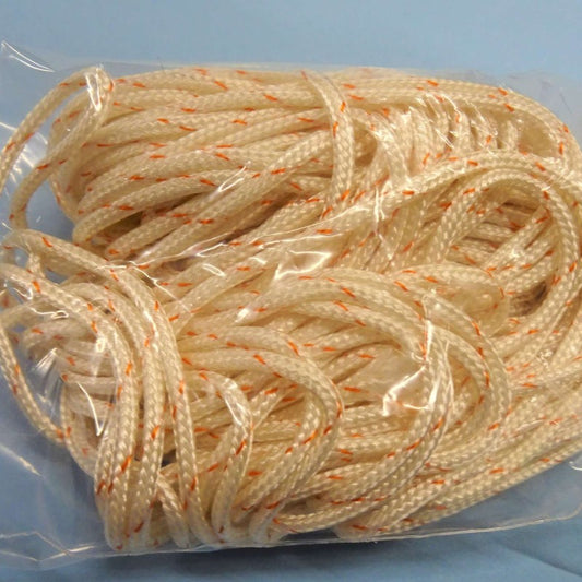 20 metres of strong ivory cord with small orange dashes 3mm wide clearance loose in a bag