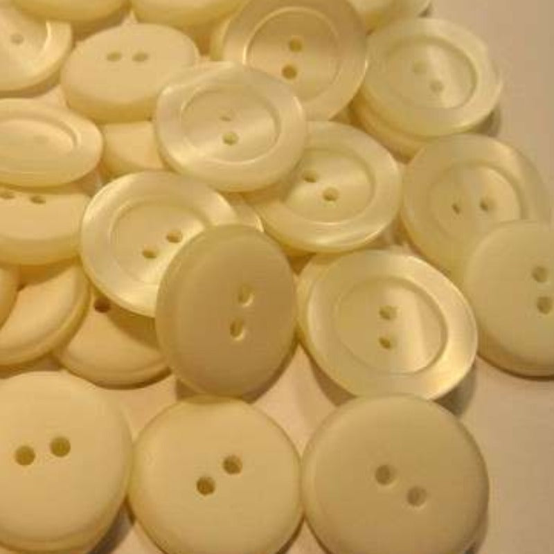 100 shiny ivory two hole buttons 21mm clearance
