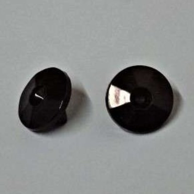 100 Black facetted shank buttons size 11mm clearance