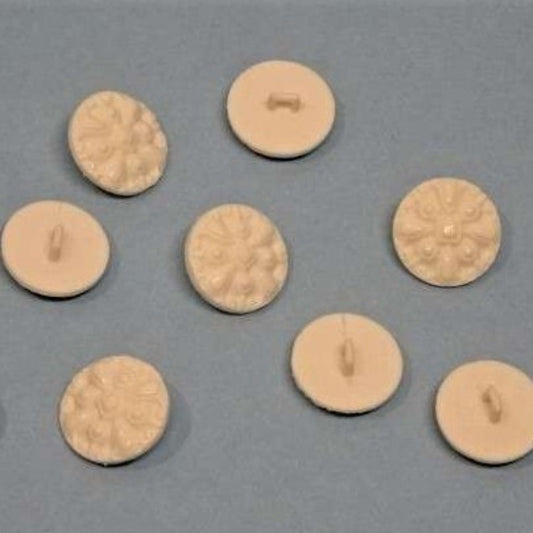 50 White patterned shank buttons 20mm clearance