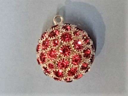 10  pink diamante bead pendants 20mm with metal loop clearance