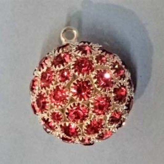 10  pink diamante bead pendants 20mm with metal loop clearance