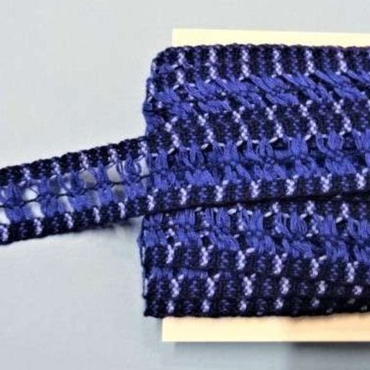 10 metres of royal blue / navy cotton type lace 28mm wide clearance