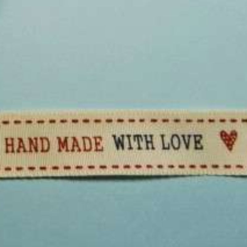 20 metres of cream cotton type ribbon Hand Made With Love – Bits & Bats ...