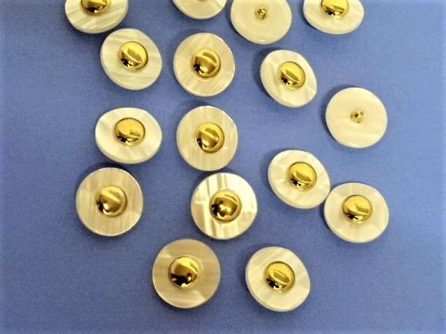 50 large ivory iridescent buttons with gold centre 25mm clearance