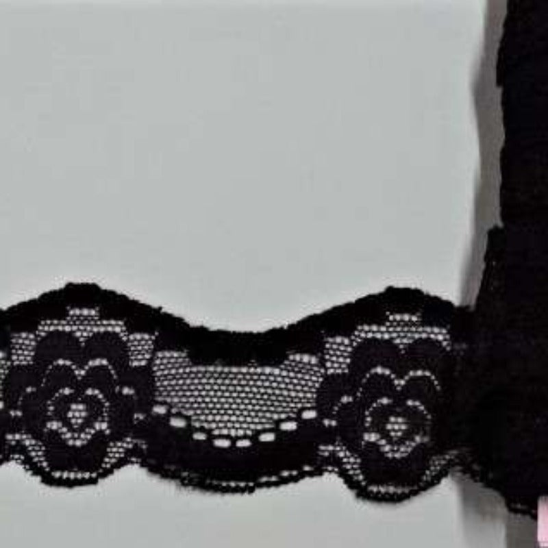 20 metres of floral black STRETCH lace 40mm clearance