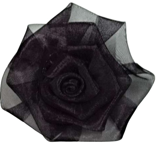 5 large black chiffon roses size 80mm clearance