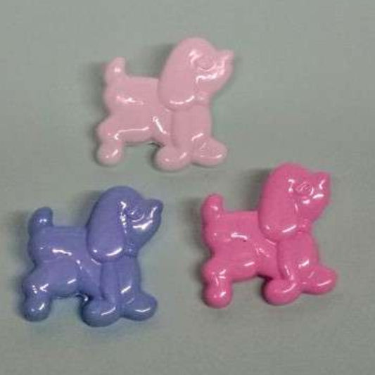 100 new big poodle / dog shape buttons 22mm x 19mm choice of colour