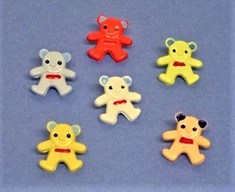 100 new hand painted standing teddy buttons 16mm x 15mm