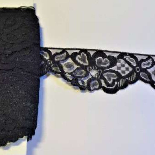 20 metres of floral black lace 35mm clearance