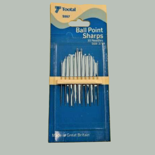 10 cards of 10 hand sewing needles Sharps 3/9 BALL POINT  Tootal Craft Brand clearance