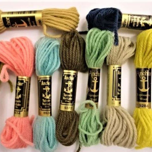 10 assorted colours of Anchor tapestry wool 10 metres long clearance