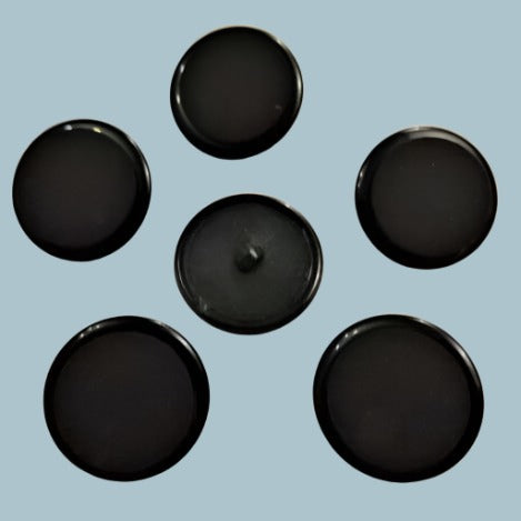 25 large black shiny shank buttons with matt black centre size 24mm clearance