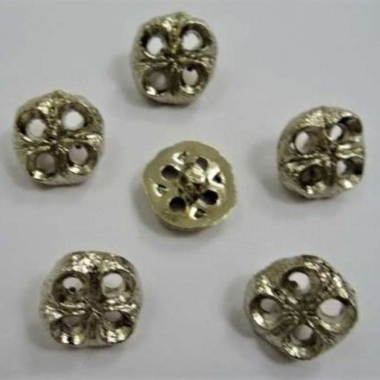 25 silver coloured shank buttons [ with swirl 4 hole design ] size 17mm clearance