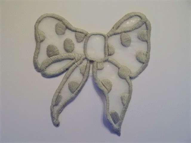 10 IRON ON Bow motifs with spot design 9cm x 10cm choice of colour clearance