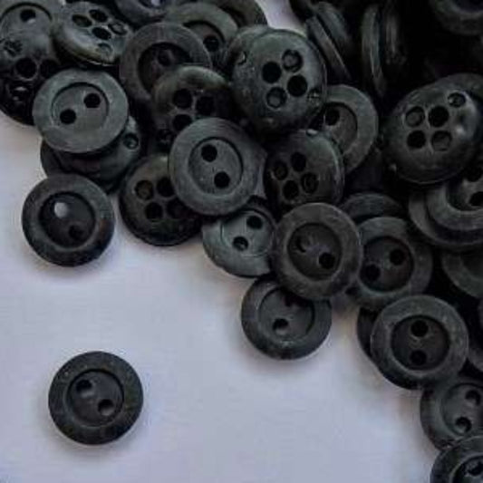 200 small 2hole rubber type buttons dark grey size 7mm clearance