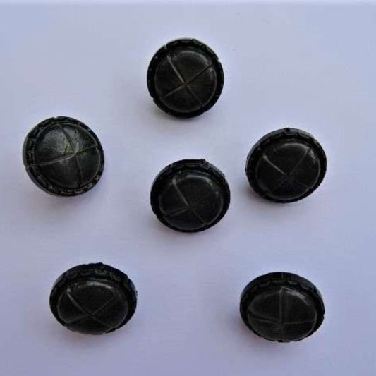 100 leather look dark olive green with stitched edge design shank buttons size 22mm clearance