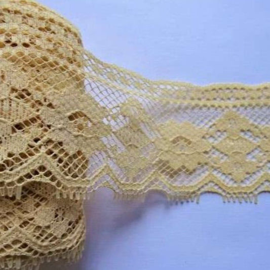 15 metres of dark cream flower design lace 48mm clearance