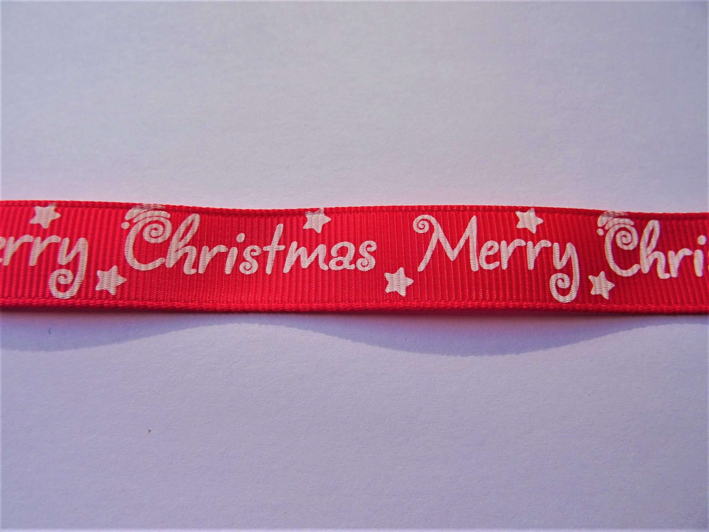 20mts grosgrain RED ribbon Merry Christmas design 16mm wide